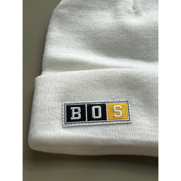 Beechfield BOS Boston Hockey Beanie Hat Unisex OS White Acrylic Cozy Knit Staple - Picture 3 of 6